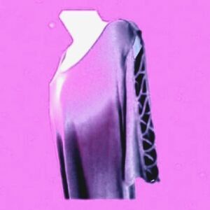 OSO CASUALS  BLOUSE/TOP  Stretch Knit CUT-OUT Sleeve SIZE MEDIUM NWOT